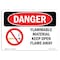 Signmission OSHA Sign, 7" Height, 10" Width, Rigid Plastic, Flammable Material Keep Open Flame Away, Landscape OS-DS-P-710-L-1249 - alternate 1